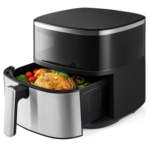 Warmiehomy Air Fryer 6L Touchscreen Digital Air Fryer, 6 Presets, Non-Stick, 60 Min Timer, 80-200℃ Temperature Control, No Oil, Dishwasher Safe Baskets, Automatic Shutoff 1400W