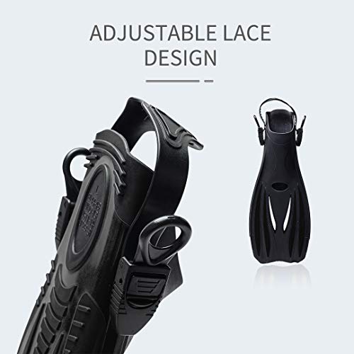 Snorkel Fins, Diving Fins Swim Fins Short Swim Flippers For Training Adjustable Buckles Open Heel Scuba Diving Fins Travel Size For Men Women Kids Adult #TOP2