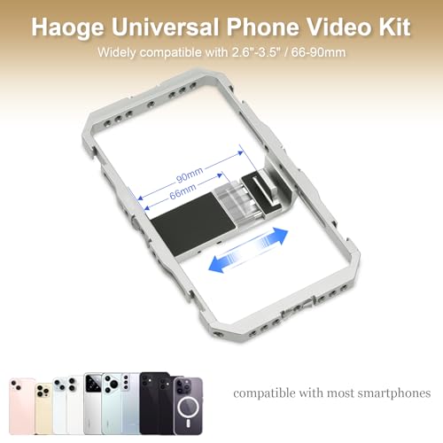 Haoge Universal Phone Cage Video Rig Kit,for iPhone 15/16/17 Pro Max Smartphone Stabilizer with Dual Handle,Handheld Filmmaking Vlogging Phone Rig for Samsung and Other Videomaker Videographer - Image 5