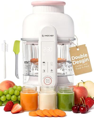 AMZCHEF Glass Bowl, 9-in-1, Steam & Blend Baby Food Maker, One-Touch Puree