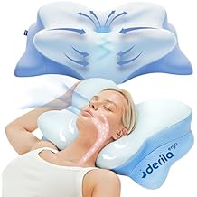 Derila Ergo Cervical Neck Pillow for Sleeping Pillow Contour Memory Foam Pillows for Back, Side Sleeper Pillows 21.25 x 14.17 x 4.72 inches
