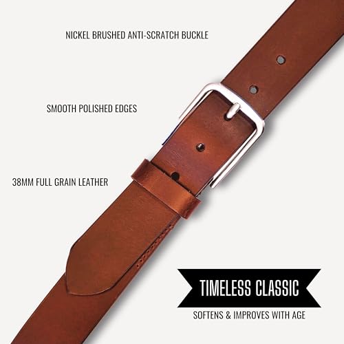 Joe's Jean Men's 38MM Non Stitched Casual Belt - 100% Full Grain Leather3