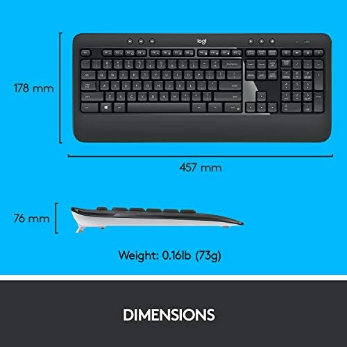 Logitech MK540 Advanced Wireless Keyboard and Mouse Combo for Windows, 2.4 GHz Unifying USB-Receiver, Multimedia Hotkeys, 3-Year Battery Life, for PC, Laptop, QWERTY UK English Layout - Black