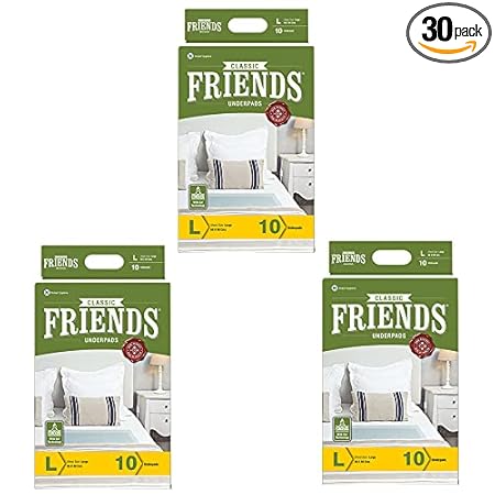 Friends Classic Underpads, Large 60 X 90 cm, Super Absorbent Polymer & Soft Surface, 30s Value Pack