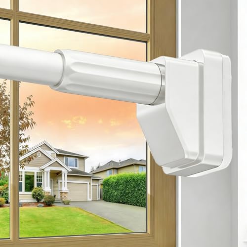 Barra de cortina de ducha sin taladrar, Barra de Cortina Extensible 40-500cm, Barra Telescópica acero inoxidable antideslizante para Baño cocina Ventana, No se Oxida(Blanco,110-200cm)