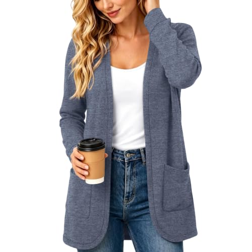 Light Weight Cardigan Women Open Front Long Sleeve Oversized Long Shirt - image 2