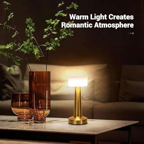 Image of Table Lamp /Table Lamp Study Room /Lamp Table /Led /Wireless Led Touch 3 Mode Metal /Bed Lamps Bedroom Side /Rechargeable Metal Touch /Warm Lighting /Bedside Lamp /Nightstand Lamp