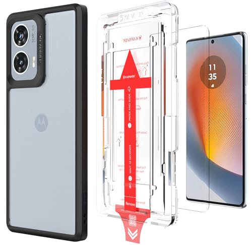 Image of KAPAVER GPS Edition Back Cover Case Compatible for Motorola Edge 50 Fusion /Motorola G85 5G Motorola G96 5G (PC + TPU) (Black Case with Glass)