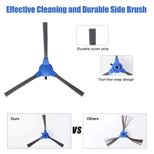 Robot Vacuum Cleaner Replacement Kit for Eufy RoboVac 11S Max, RoboVac 15C Max, RoboVac 30C Max, Including 1 Main Brush, 8 Side Brushes, 4 Filters, Free Blue Cleaning Brush