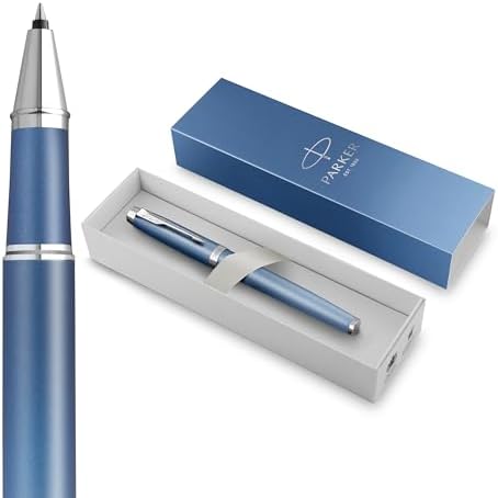 Parker IM Writing Rituals Tintenroller | Gehäuse in ruhevollem Blau mit Farbverlauf und Chrome-Zierteilen | feine Spitze | schwarze Tinte | Geschenkbox