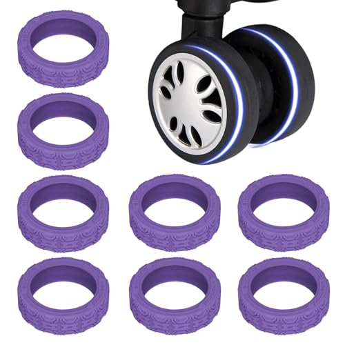 Qzdtue - Funda de protección para ruedas de equipaje (8 piezas, funda de ruedas para equipaje de mano, funda de ruedas para equipaje de mano, funda de ruedas para sin ruido, accesorios, morado, Se