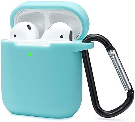 Airpods Case Cover Compatible with AirPods 2 & 1, KOKOKA Silicone Shockproof Airpods Case Cover Front LED Visible Extra Protection with Carabiner, Orange