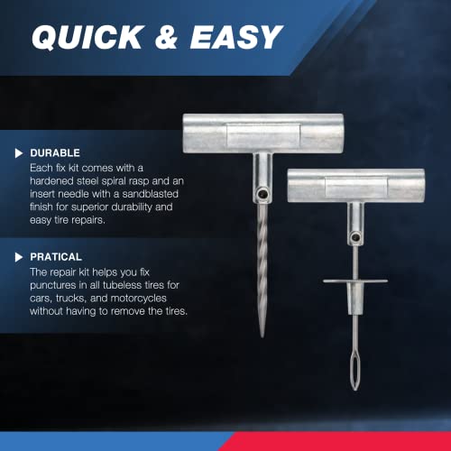 Tooluxe 50002L -35 Piece Tire Repair Universal Heavy Duty Tire Repair Kit With Plugs, Fix A Flat Tire Repair Kit, Ideal For Tires On Cars, Trucks, Motorcycles, Atv Roadside Emergency, Tire Plug Kit #TOP1