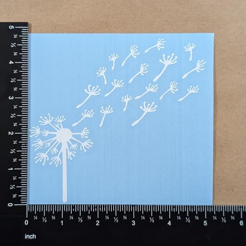 Image of Dandelion Blowing Decal 4 Pack: Blowing Dandelion Decals, Dandelion Flower, Dandelion Decals for Car Tumbler Laptop (White, Large ~5 inch)