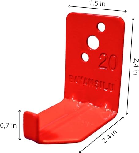 Universal Fire Extinguisher Mounts & Brackets, 15 to 40 lbs, Red Steel Wall Mount, 2 Pack