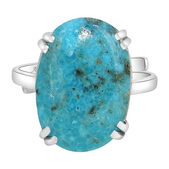 Arihant Gems and Jewels® ® 3.25/4.25/5.25/6.25/7.25/8.25/9.25/10.25/11.25/12.25 Ratti 925 Sterling Silver Turquoise (Firoza) Ring| | Natural & Certified | Unisex Both for Men & Women(4.25 Ratti)-image-24