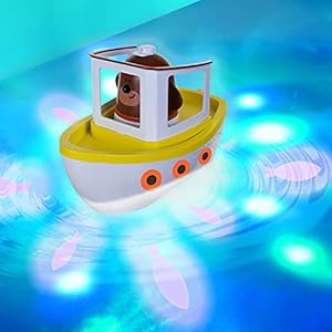 Hey Duggee Lightshow River Boat Underwater Light Show Bath Toy Boat, Floats, Projects Lights Under Water, Squirrel Club…