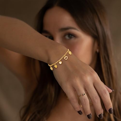 Charm Bracelets for Women, 14K Gold Plated Heart Bracelets for Women Non Tarnish Cute Dainty Charm Gold Bracelet Fashion Waterproof Chain Bracelet Gold Jewelry3