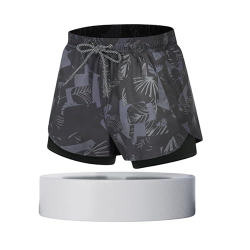 Men's Quick Drying Swim Trunks Polyester Fiber Printed Beach Shorts for Swimming, Surfing, and Water Sports(Grey,XX-Large)