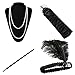 Produktbild BESTOYARD 4pcs 1920er Jahre Zubehör Set Vintage Flapper Stirnbänder, Feder Halskette, Zigarettenspitze, Lange Handschuhe Party Favors für Frauen (schwarz)