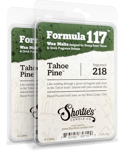 Shortie's Candle Company Tahoe Pine Premium Wax Melts 2 Pack - 6 Oz., Strong & Long Lasting, Non-Toxic - Made with Essential & Natural Oils - Formula 117