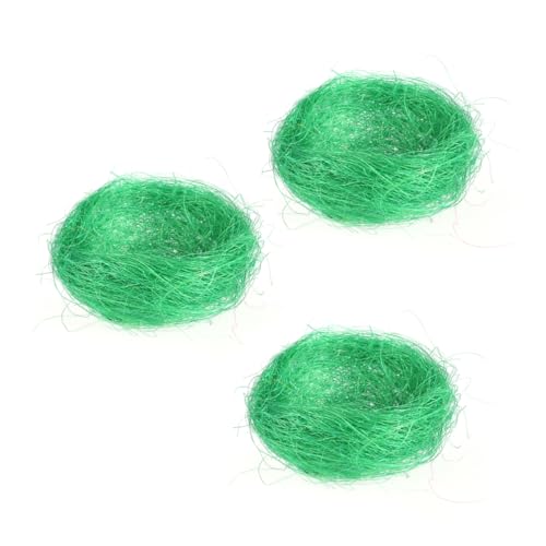 ifundom 3pezzi Nido D'uccello Artificiale Pasquale Mini Nidi Colorati per Uova Caramelle Verde Erba Decorazioni Nido D'uccello