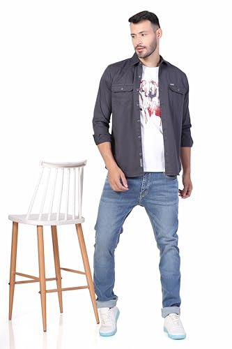 Image of Men's Cotton Twill Utility Shirt | Full Sleeve Button-Down Casual Shirt | Dual Chest Pockets | Comfortable Regular Fit | Everyday Wear