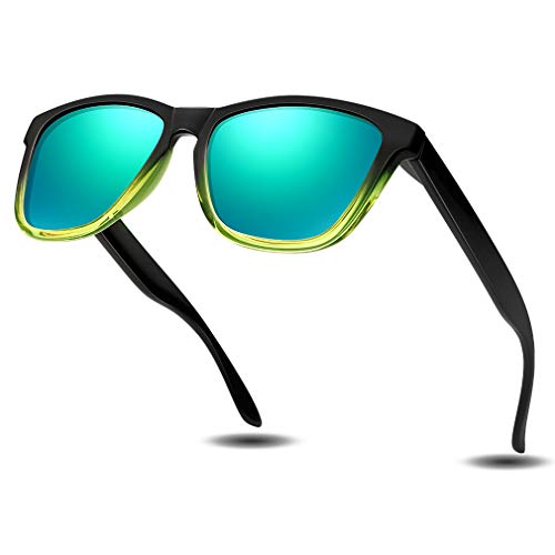 Preisvergleich Produktbild KEAKUO Sonnenbrille Herren Polarisierte Retro Sonnenbrille Damen - Sonnenbrille Herren damen Polarisiert Mode Farblinse Farbverlauf Designer HD Polarisierte UV400-Schutz K1805 (Farbverlauf-Grün, 60)