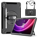 Junfire Hülle für Lenovo Tab P11 2. Generation 11.5 Zoll (TB350FU/TB350XU), Stoßfeste Robuste Schutzhülle mit 360° Drehbarer Ständer, Handschlaufe & Schultergurt für Lenovo Tab P11 (2nd Gen) 2022