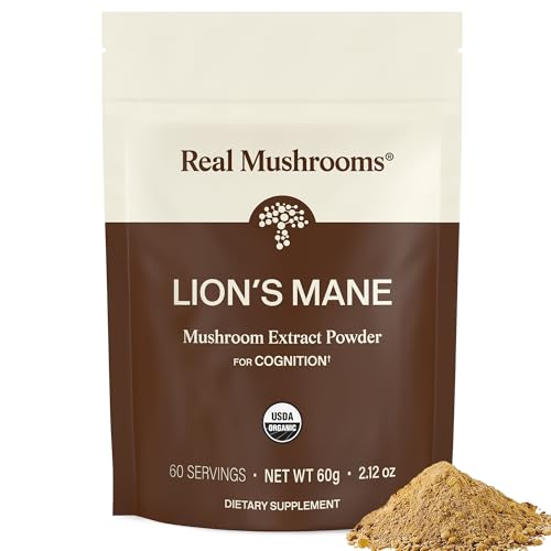 Real Mushrooms Lions Mane Mushroom Supplement - Organic Lions Mane Extract Powder for Overall...