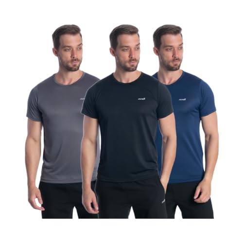 Kit 3 Camiseta Camisa Dryfit Masculino Treino Academia Fitness (BR, Alfa, M, Regular, Preto/Chumbo/M