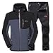 Produktbild JIANYE Softshelljacke Herren Softshellhose Winter Set Outdoor Wanderjacke Wanderhose Atmungsaktiv Funktionsjacke Trekkinghose Grau+Schwarz XL