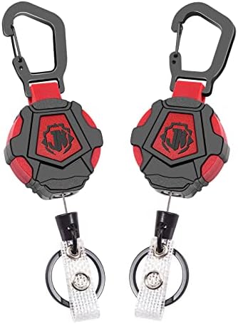 JNOMOW 2-Pack Retractable Keychain,Heavy Duty Retractable ID Badge Clip Reels with Zinc Alloy Carabiner, Tacical ID Badge Holder,31.5” Steel Cord, 8 oz Rebound