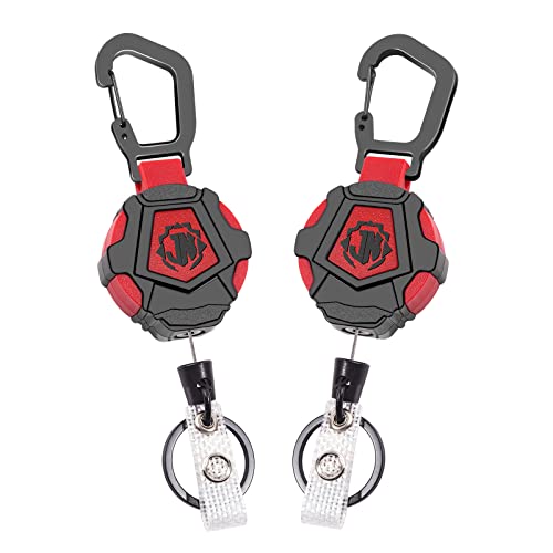 Jnomow 2-Pack Retractable Keychain,Heavy Duty Retractable Id Badge Clip Reels With Zinc Alloy Carabiner, Tacical Id Badge Holder,31.5” Steel Cord, 8 Oz Rebound #TOP2