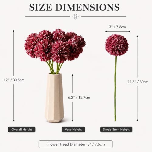 Image of Mandy's 12pcs Artificial Mauve Ball Chrysanthemum Flowers