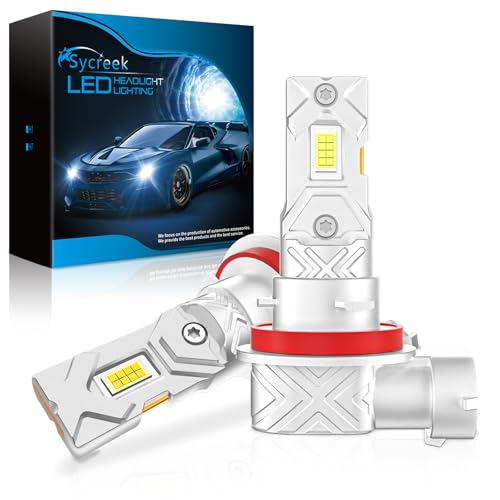 Sycreek Lampadine H11 LED H9 H8,30000LM 6500K Bianco Freddo 12V Led H11 Lampade Faro per Auto e Moto 600% Luminosità 1:1 Mini Plug-n-Play
