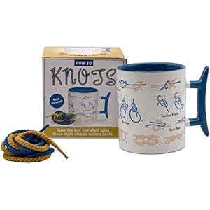 The Unemployed Philosophers Guild How to Tie Knots Mug – Learn to Make 8 Different Knots Over Coffee, Comes in a Gift Box, Rope Included, 12 oz
