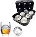 Silicone Round Ice Cube Mold, Round Ice Cube Trays for Freezer with Funnel, Easy Release Ice Cube Tray Circle Balls for Whiskey Cocktails Bourbon