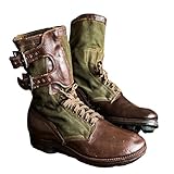 Stil: winterstiefel herren hohe stiefel retro westernstiefel cowboy stiefel biker boots motorradstiefel rutschfest schneestiefel mit schnalle flachem combat stiefel.