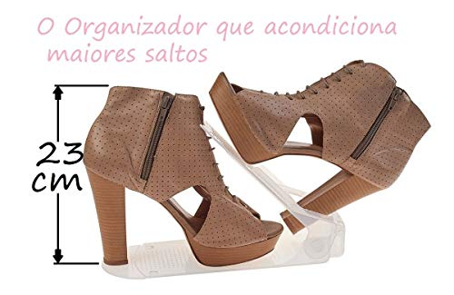 Kit 50 Organizadores de sapato com furo: sapato, saltos e tênis com regulagem de altura - Transparen