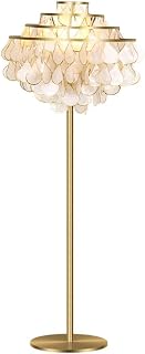Modern Floor Lamp - High Pole Lamp with Seashell Decor, Ideal for Living Room and Bedroom Standing Light, Elegant Home Lighting Solution