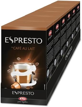 ESPRESTO Kaffeekapseln Café au Lait, für K-fee Systems, 96 Kapseln | kompatibel mit K-fee & ALDI EXPRESSI* | Milchkaffee | RFA zertifiziert