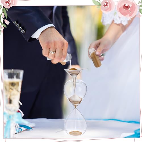 Blosssound Wedding Sand Ceremony Set Wooden Photo Frame, Hourglass Funnel, Sand, Glass Bottles, Mr and Mrs Until the End of Time Unity Kit for Weddings Ceremony Party Supplies (Light) - Thumbnail 5