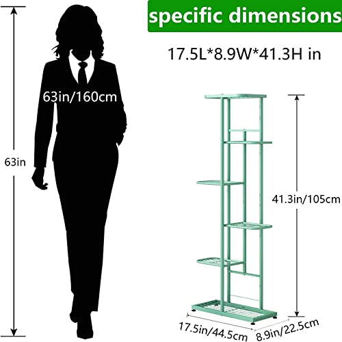 Linzinar Plant Stand Metal 6 Tier 7 Potted Multiple Flower Pot Holder Shelf Indoor Outdoor Planter Display Shelving Unit For Patio Garden Corner Balcony Living Room (6 Tier 7 Potted, Light Green) #TOP3