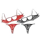 Lilosy Sexy Underwire Floral Lace Sheer Lingerie Set for Women See Through Bra and Panty 2 Piece by Lilosy (Apparel)