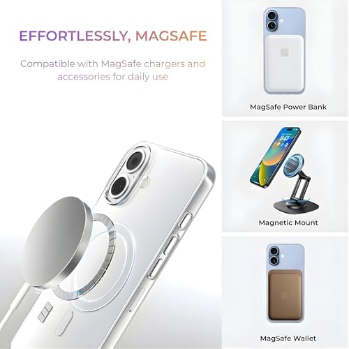 Image of Anti Yellow Clear Magnet Case for iPhone 16 Plus, Premium Polycarbonate, Ultra Strong Magnets, 360 Drop Protection, Raised Camera Protection, MagSafe Compatible