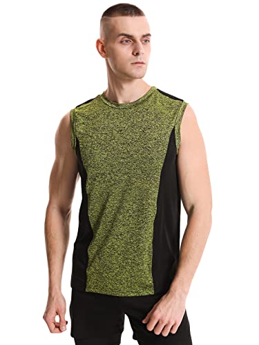 Amvelop Men’s 4 Pack Workout Tank Tops For Men Dry Fit Gym Training Sports Fitness Bodybuilding Sleeveless Shirts Dark Grey Red Yellow Blue L #TOP1