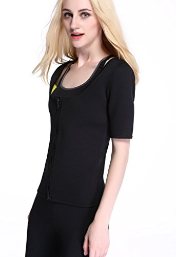 Vinmin Womens Body Shapers T-Shirt Slimming Neoprene Vest with Sleeves Weight Loss Exercise Gym Sauna Shaper