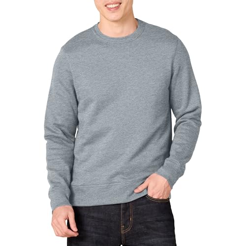 Amazon Essentials Felpa girocollo in pile (disponibile nelle taglie Big & Tall) Uomo, Grigio Chiaro Puntinato, XS
