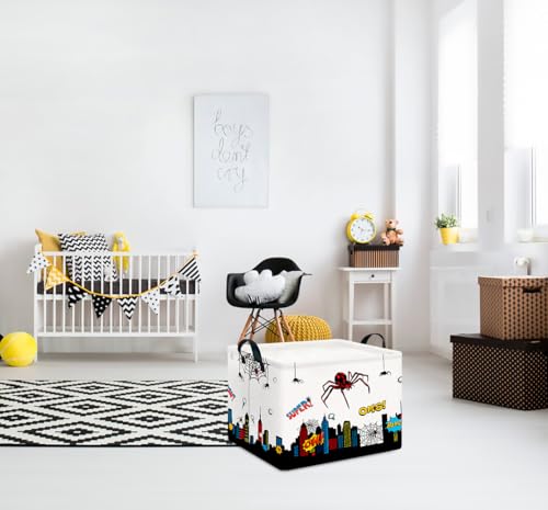 Image of CLOCOR Rectangular Storage Basket Empty,Gift Basket,Waterproof Storage Bin with Handles,Room Decor(City Web)